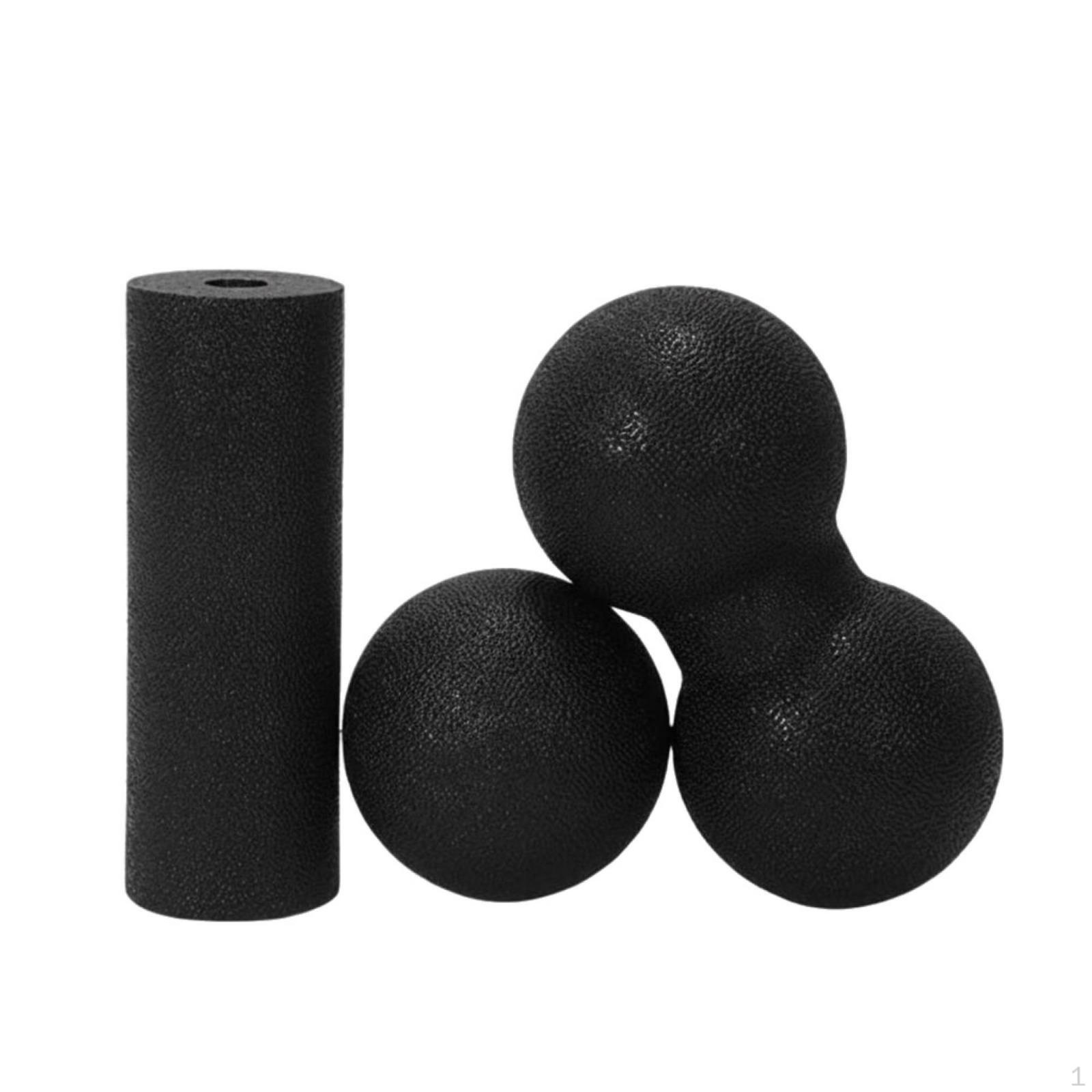 3 Pieces Deep Tissue Massage Ball Set Muscle Relaxation Foam Myofascial Release Black 3-piece SET