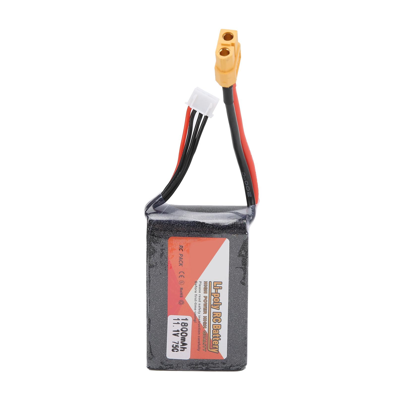 

11.1V 1800mAh 3S 75C Lipo Battery Pack with XT60 Plug RC Battery for RC Car Boat Truck Helicopter