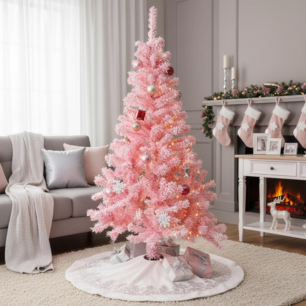 2025 Pink Christmas Tree 180cm PVC Floor-Standing Christmas Decoration Net Red Creative Bare Tree for Holiday New Year Party Orn