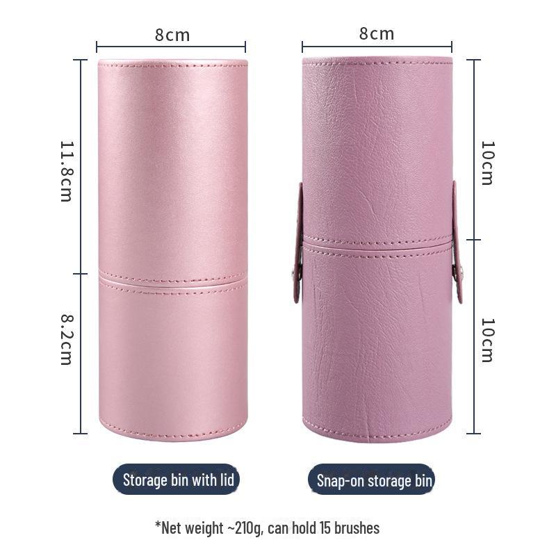 Portable PU Leather Makeup Brush Tube - Dustproof Cosmetic Travel Holder