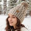 Women's Winter Warm and Thick Knitted Hat, with Fleece Lining Inside, Two-piece Set