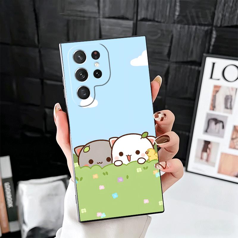 

Cartoon Cute Peach Goma Soft Phone Case for Samsung Galaxy S26 S25 Edge S24 Ultra S23 Plus S22 S21 FE S20 Black Cover Back Shell Samsung S25 FE