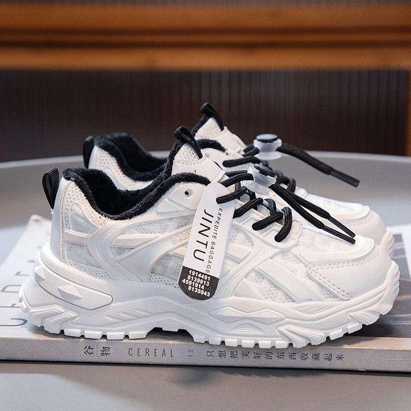 

Детская мода осень и зима дышащая повседневная обувь дети бег спорт студенты мальчики и девочки трендовые удобные кроссовки для спортзала 26 чёрный