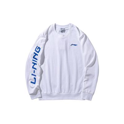 Li Ning Logo Letter Print Sports Crewneck Sweatshirt Unisex Sweatshirt White AWDS415-2
