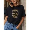 European Sizes Women'S Black "Support Your Local Honky Tonk" Graphic T-Shirt - Country Music Fan Apparel, Soft Breathable Tee for Concerts
