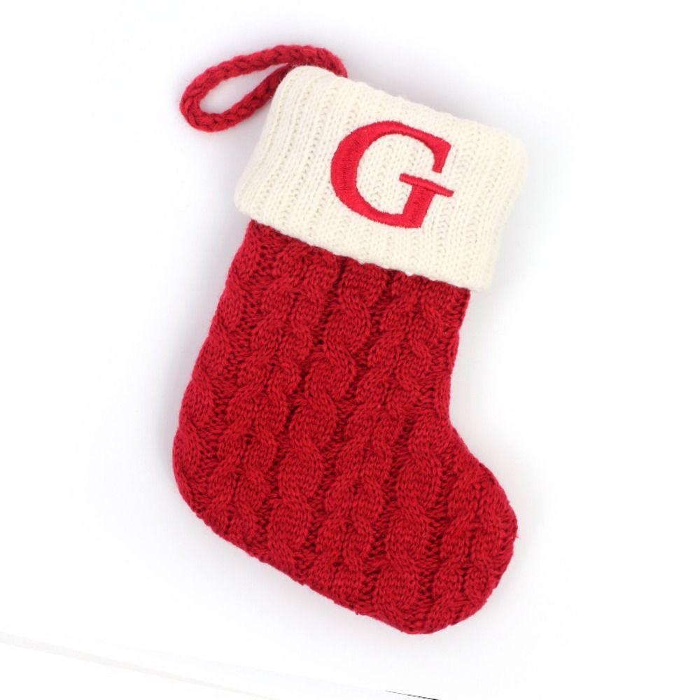 With Red Letter Knitting Stockings Yarn Hanging Ornament Christmas Socks  Xmas