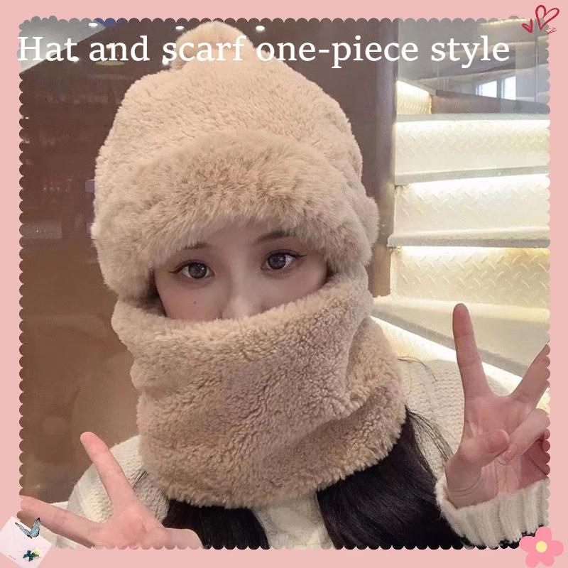 

Зимний четырехцветный набор шапка и шарф, женская теплая шапка для велоспорта, ветрозащитная и холодостойкая, теплая и толстая защита в комплекте One Size хаки