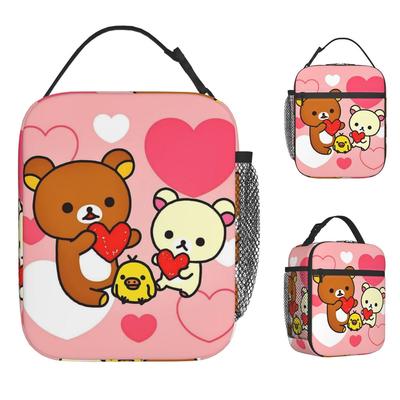 Rilakkuma Korilakkumas Lunch Bag Aesthetic Lunch Box For Child School Portable Zipper Cooler Bag Oxford Graphic Tote Food Bags