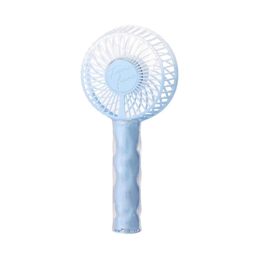 Francfranc Handy Fan Wave Blue Portable Fan with 5 Airflow Rechargeable USB Compatible [2025 Model] Settings, Battery, Charging, Type-C