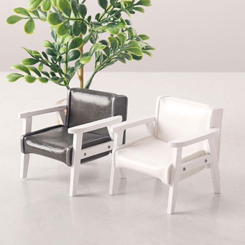 Miniature Leather Sofa Chair Model for Dollhouses Living Room Decoration 1 12 Scale Toy Accessories for Household Use