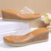 Fashion Wedge Heel Transparent Pvc Sandals Women 2025 Plus Size Thick Bottom Summer Slippers Woman Platform Outdoor Slides Female 36-43