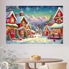 1 piece 2D Christmas Village Winter Wonderland Background Cloth - Snow View Cottage Festival Decoration and Snowflake Pattern