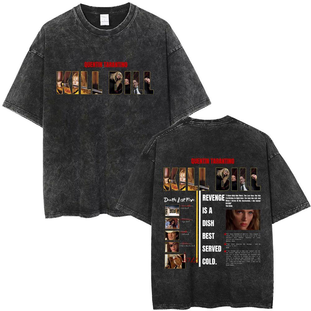 Quentin Tarantino Movie Hattori Hanzo RED Swords and Sushi Kill Bill Okinawa Japan Vintage Washed T Shirts Unisex Casual Tshirt S