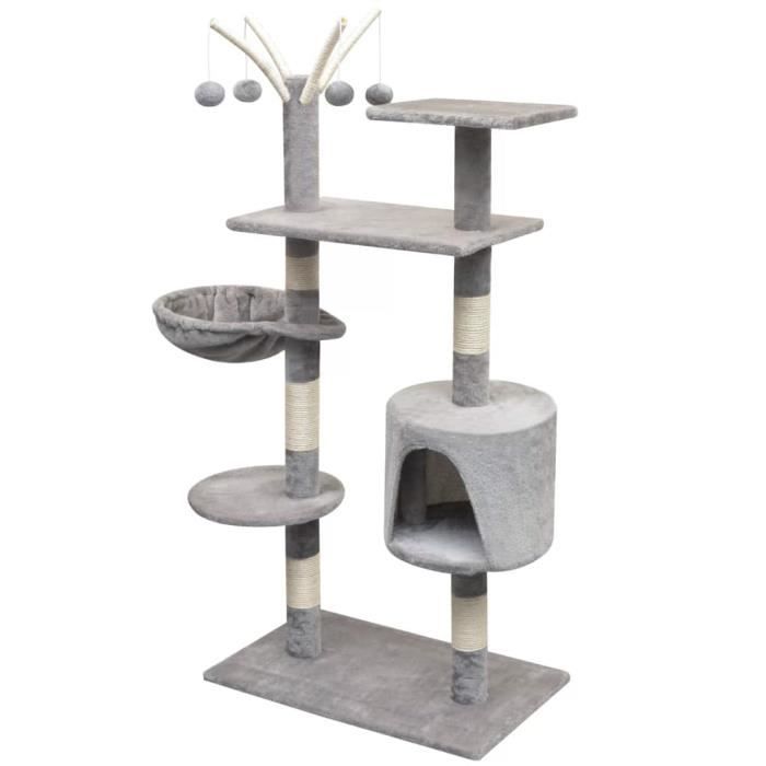 VidaXL Arbre à chat avec griffoirs en sisal 125 cm Gris