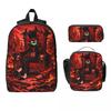 3Pcs Villainous Comdy Merch Backpack Set for Boy Girl Pen Bags Bookbag Sets with Lunch Box For School Students Daypack