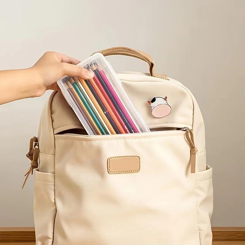 10/4/1pc Large Capacity Transparent Pencil Case Stackable Clear Office Supplies Organizer for Pencils, Erasers Tape Dispensers