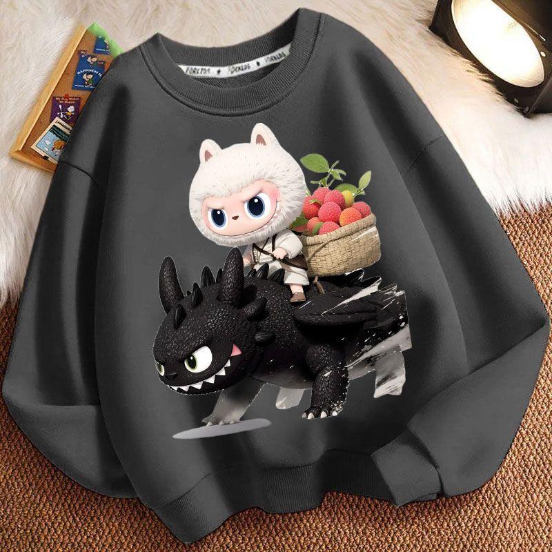Cute Round-neck Hoodies for Children, Long-sleeved Loose Hoodies for Boys and Girls  Spring and Autumn