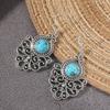 Vintage Copper Alloy Turquoise Earrings December birthstone Floral earrings Tribal earrings Gift Victorian-style earrings Bohemian style earrings