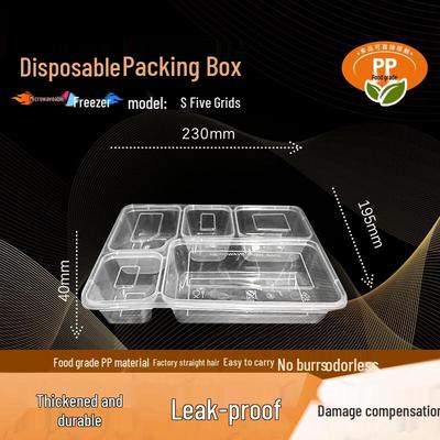 WS Disposable 5-Compartment Lunch Boxes