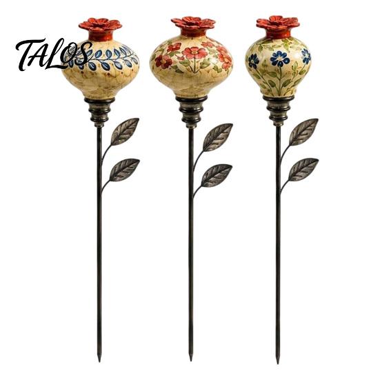 Nature Inspired Outdoor Decor Hummingbird Feeder Garden Stake, Vintage Resin Flower Decorative Feeder, Wild Hanging Bird Feeding Station Nectar