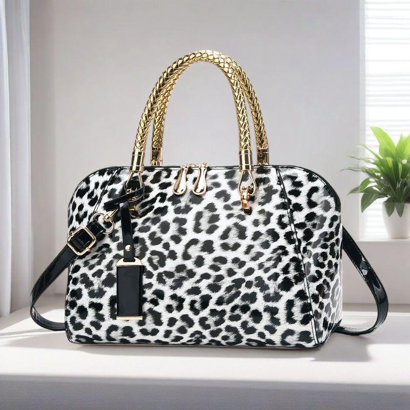 2025 Leopard Print Versatile Handbag: White & Khaki Crossbody Shoulder Bag for Women