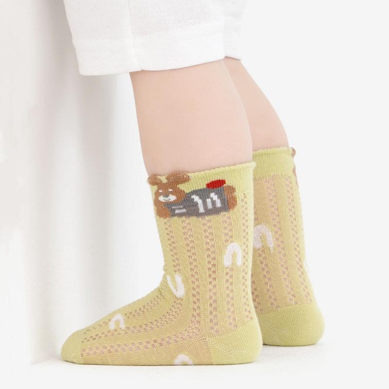Baby Socks Summer Thin Mesh Breathable Cartoon Cute Dog printing Soft Knit Mid Tube Socks Boy Girl Infant Kids Casual Socks