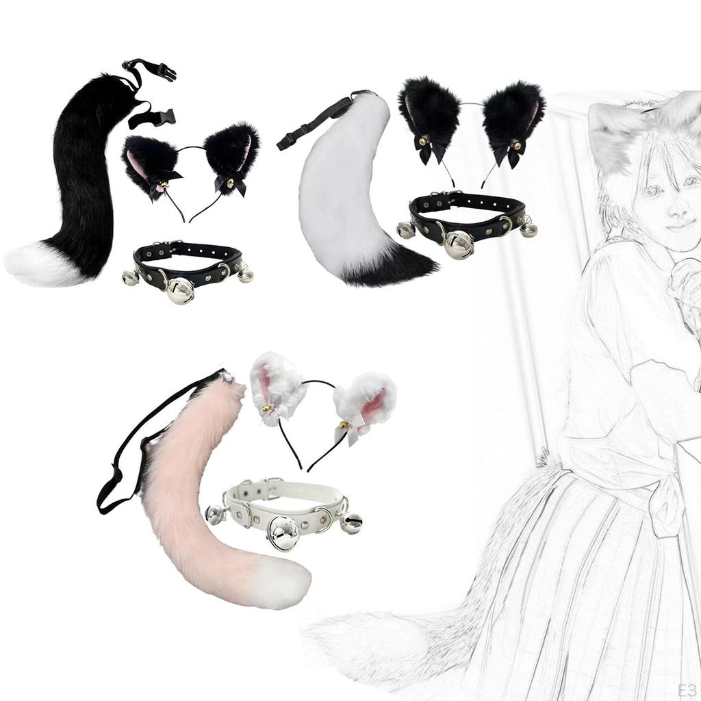 -Headband, Collar And Tail Set, Comfortable, Soft, Cosplay for Birthday Gift