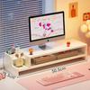 Adjustable Desktop Monitor Riser With Drawer Pen Holder Office Workstation Organization White Or Wood Finish