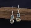 Blaue Topas & Citrin Edelstein Ohrringe, Massive 925 Sterling Silber Ohrringe, Geburtsstein Schmuck Geschenk für Mama