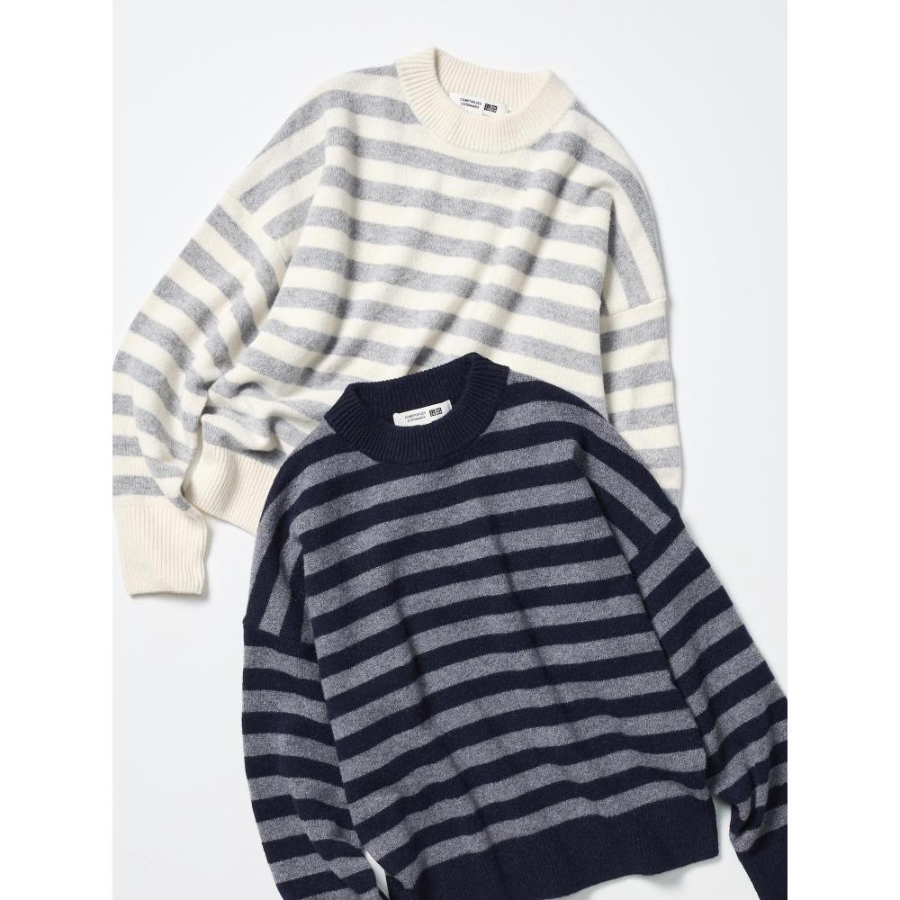Uniqlo Lambswool Mock Neck Sweater  Stripe 