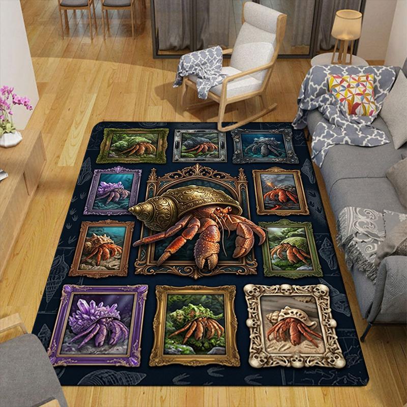 Hermit Crab Gallery Pattern Rug Floor Mat for Living Room or Bedroom Soft and Comfortable Carpet a Gift for Birthday and Holiday.