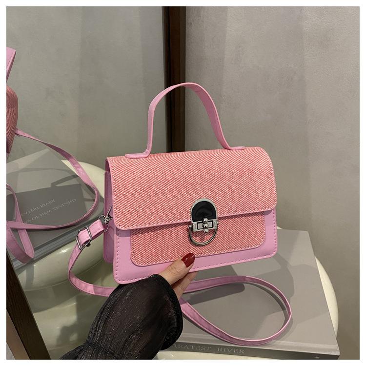 Contrasting color trend fashion small square bag women's 2025 new high-end texture messenger bag niche simple casual shoulder bag
