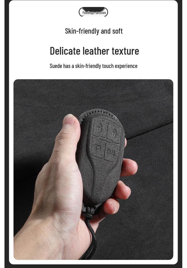 Maserati President GT Suede Key Cover for Levante/Ghibli with Buckle