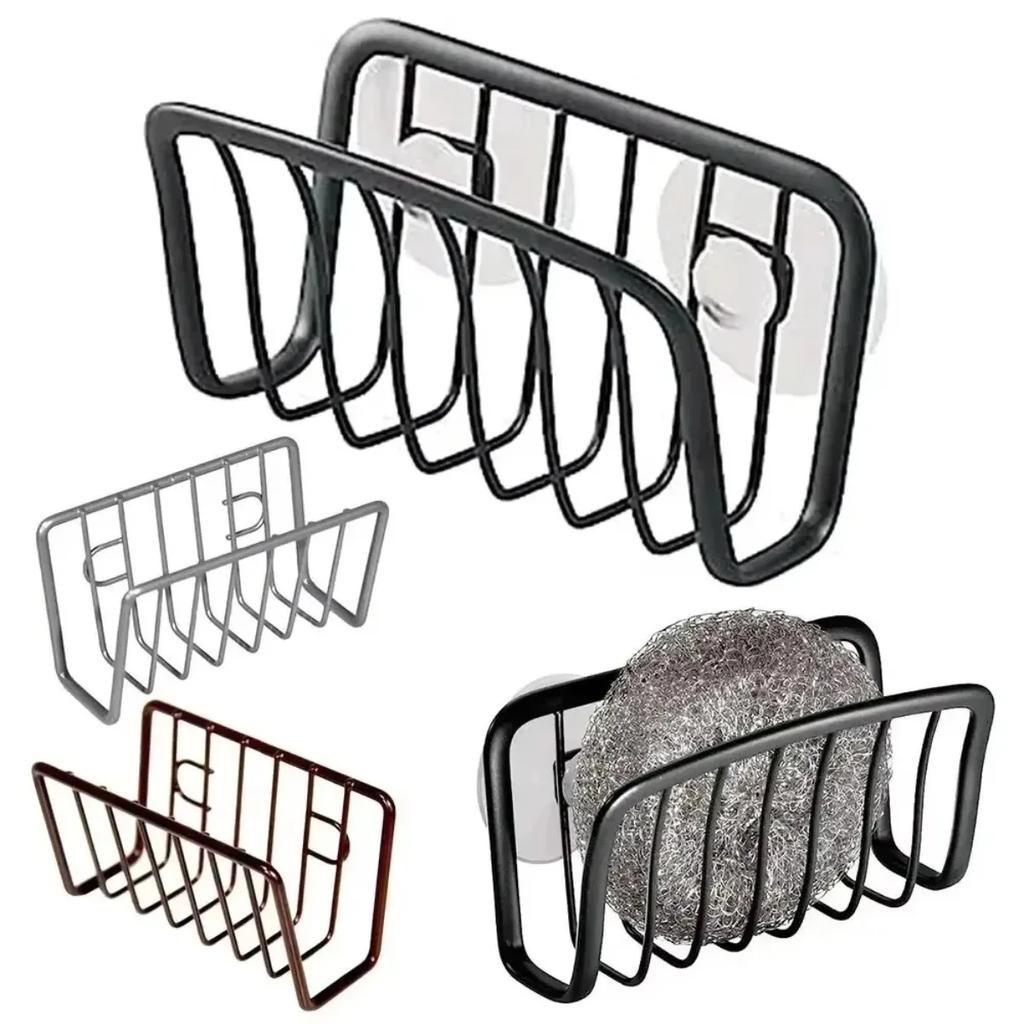 1PC Metal Sponge Rack with Suction Cups Sink Drain Storage Shelf for Wire Ball Kitchen Organizer Kitchen Accessories Organizer