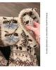 Pantaloni da notte invernali da donna a gamba larga a vita alta in lana d'agnello stile Fair Isle retrò