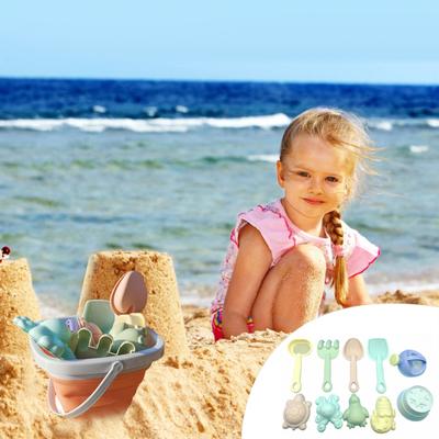 11Pcs/Set Kids Beach Sand Toy with Foldable Bucket Fork Shovel Watering Can Sifter Animal Sand Mold Toddlers Outdoor Beach Digging Tools