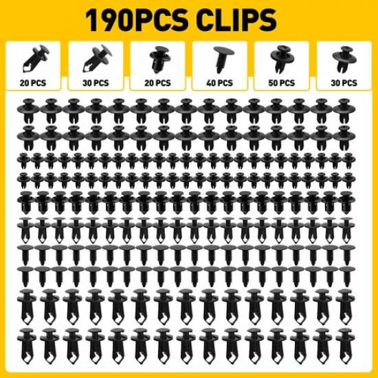 190 PCS Bumper Fender Hood Molding Side Garnish Grille Retainer Clip For Honda