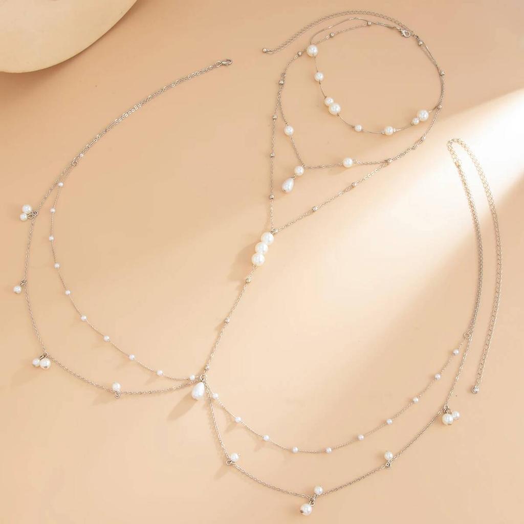 Salircon Summer Beach Sexy Bikini Imitation Pearl Necklace Waist Belly Chain for Women Bohemia Charm Body Chain 2026 New Jewelry