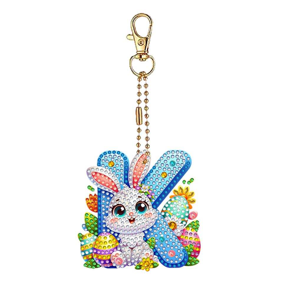 

Easter Diamond Art Keychain Ornaments Double Sided Diamond Painting Keychain Kits 5D Diamond Art Keychain for Beginners