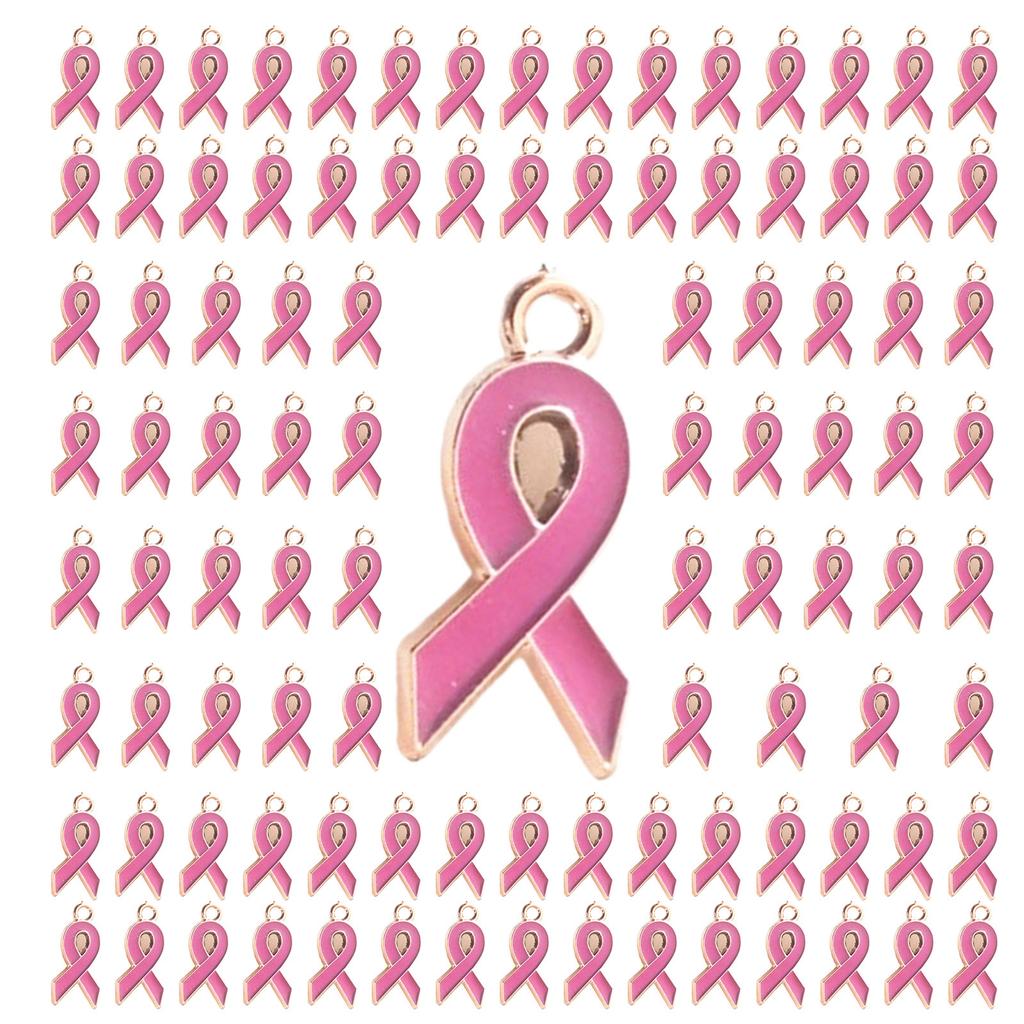 100 ks Srdíčkový přívěsek s mašličkou pro DIY šperky Odolný přívěsek s mašličkou na podporu povědomí Šperkařské komponenty Mašličkový přívěsek v mixu barev