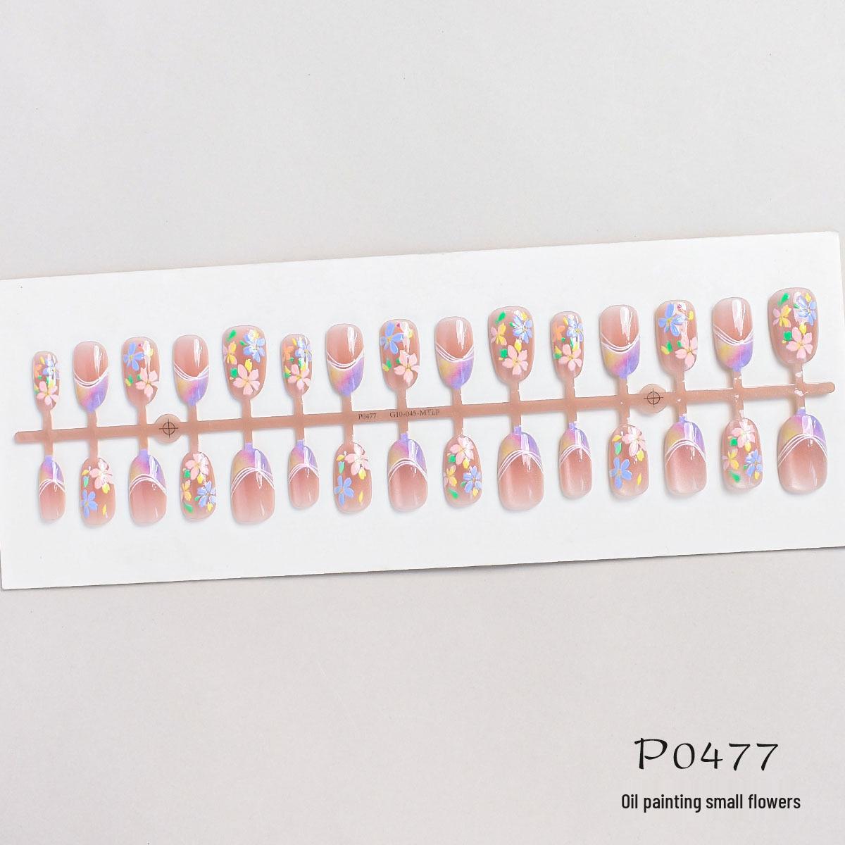 Spring Blush Nude Pink Floral Oil Painting Cat Eye Nails