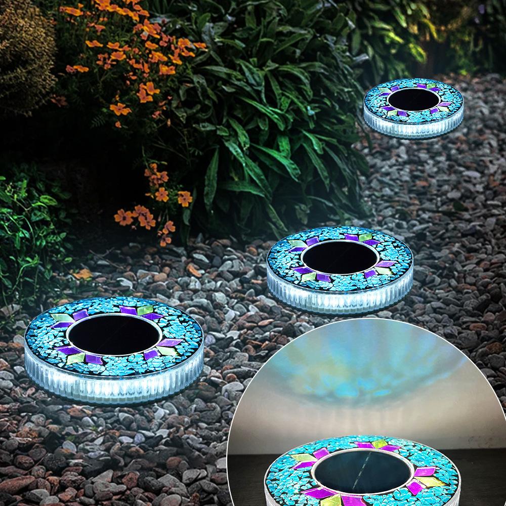 Solar Ground Light Mosaic ABS LED In‑Ground Lamp for Garden Lawn Yard Decoration