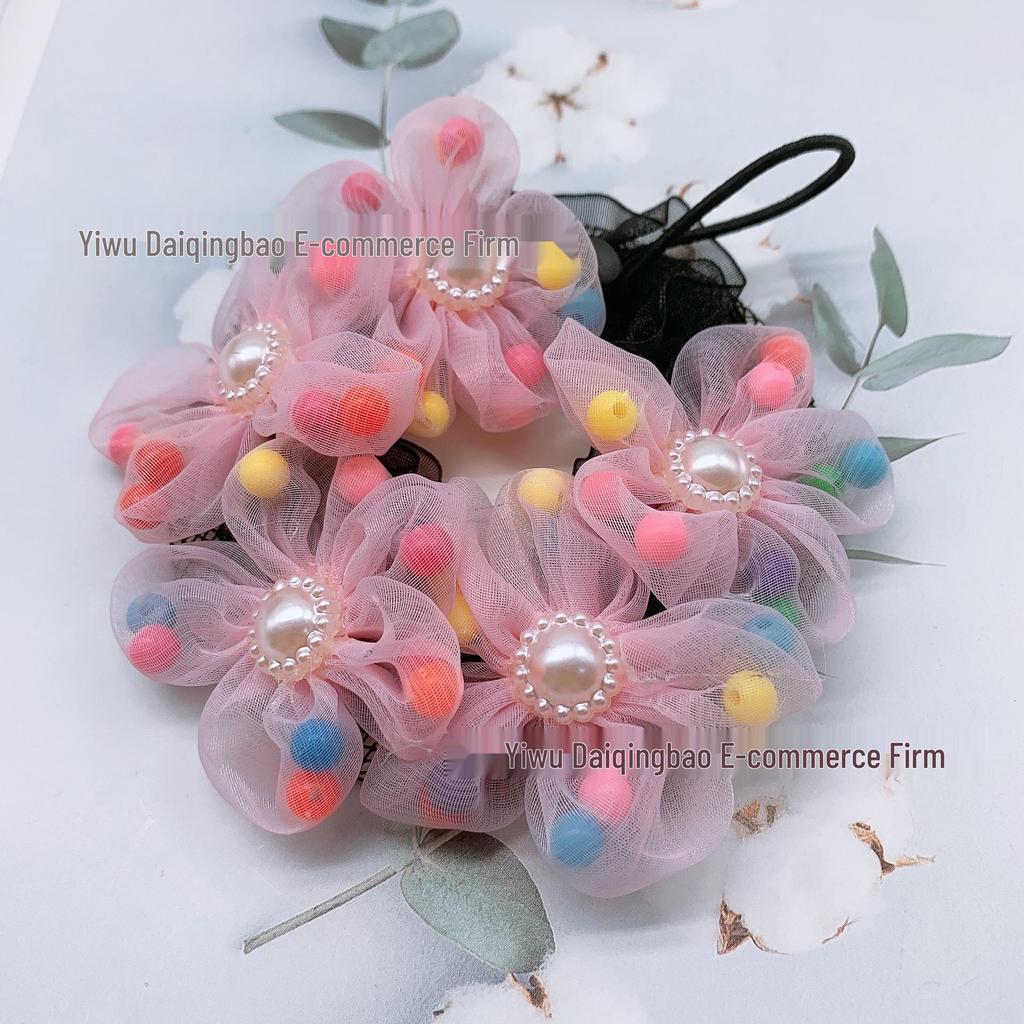 Children's Pearl Floral Hair Net: Cute Bun Styling Tool for Festival and Performance