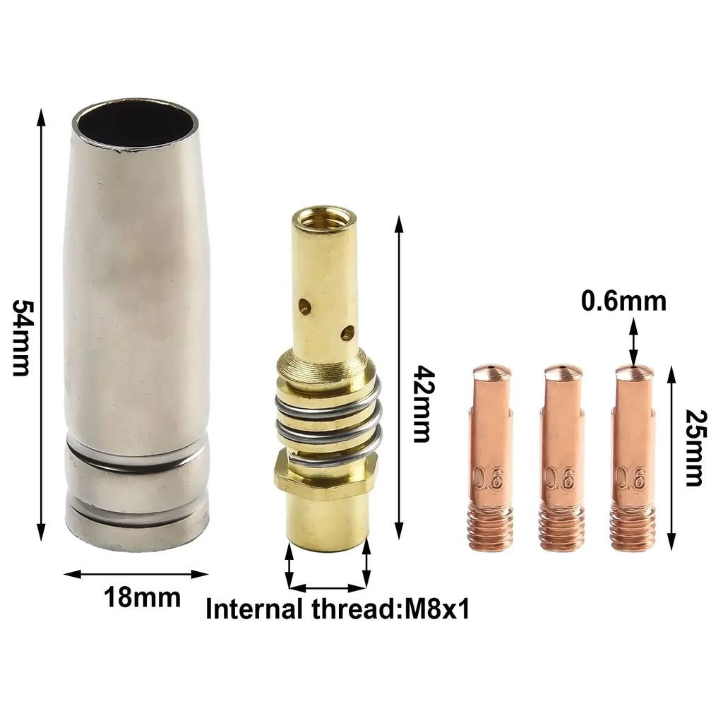 5pcs/set Mig Contact Tip Consumables MIG Welding MB15 15AK Contact Tip 0.8/1.0/1.2mm Conductive Tip And Tip Holder