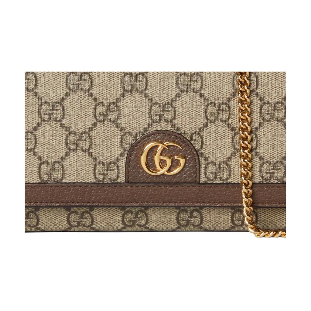 Gucci Ophidia Double G Print Light Gold Tone Accessory Supreme Canvas Shoulder Crossbody Bag Wallet Women Bags Beige Dark-Brown 772309-K9GSG-8367