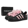 Originals Superstar Resistentes a la Abrasión Zapatillas de Skate de Caña Baja para Mujer Negro Rosa JI0079(Team1148-LD)