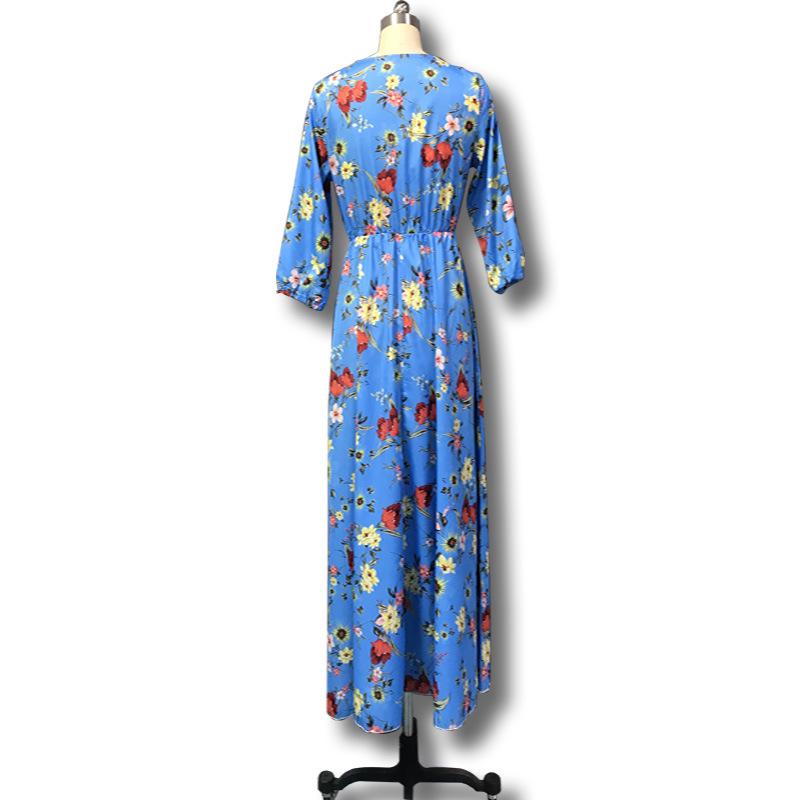 2024 Cross-border Chiffon Print Women's Bohemian Long Dress
