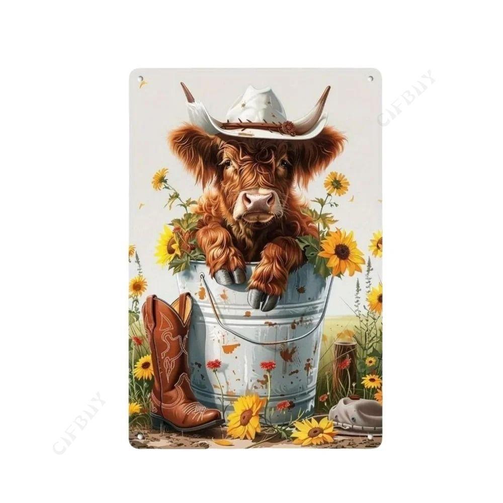 Vintage Animal Drawing Metal Tin Sign 2D Wall Art