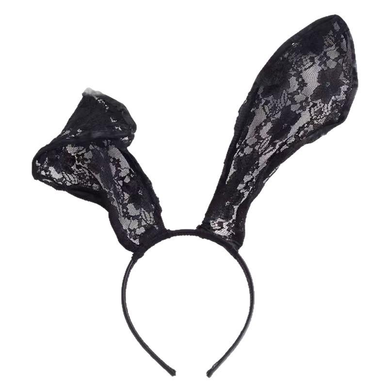 Pure Desire Lace Bunny Ear Headband & Eye Mask Set - Cute Hair Accessories for Couples