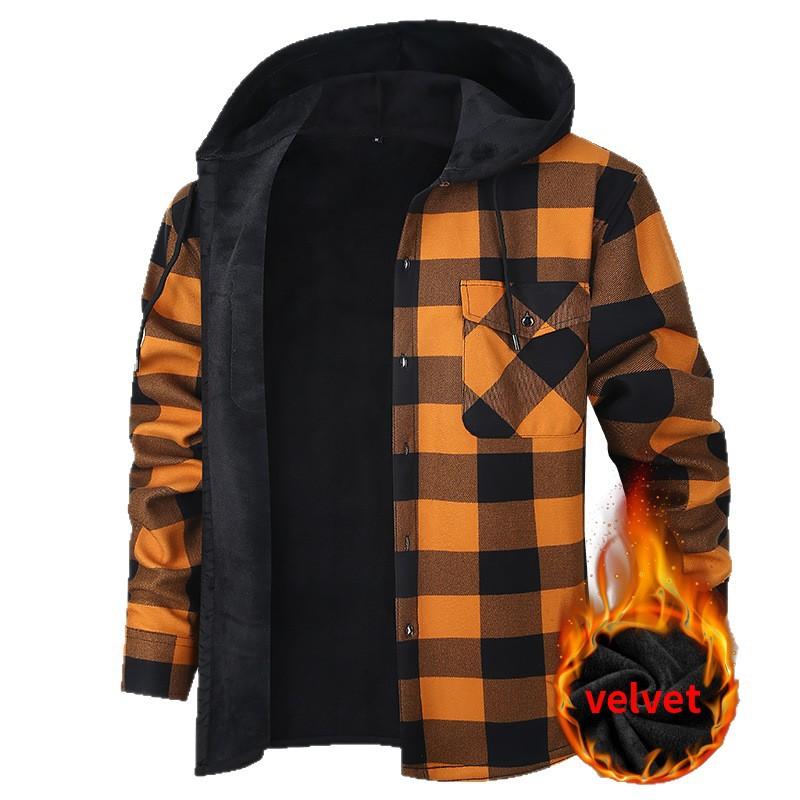Camicia da uomo con fodera calda: Camicia a Quadri in Flanella Spessa Foderata in Pile – Camicia Intera Foderata in Pile da Uomo